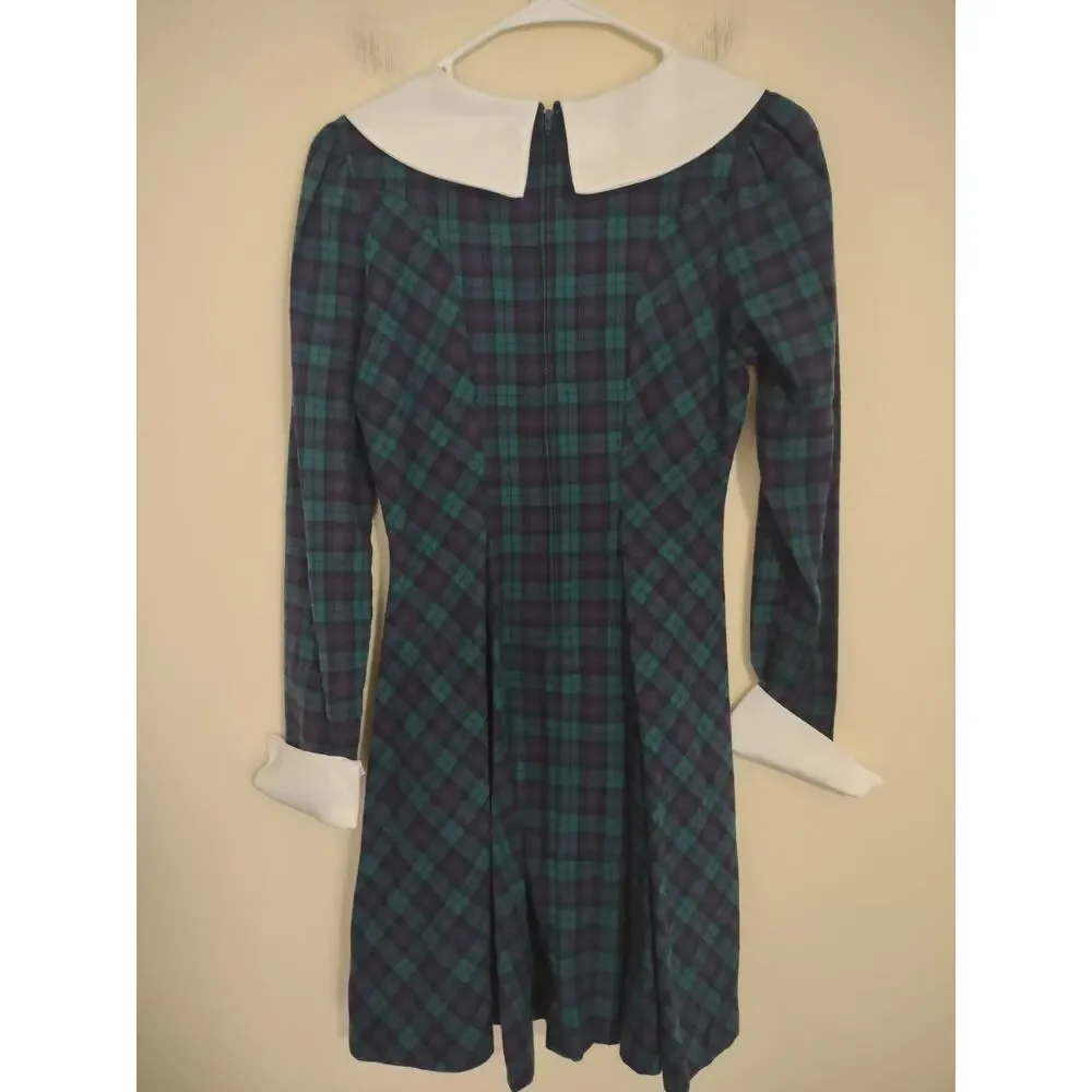 Vintage Rare Edition Green‎ Plaid Dress Girls Size 10/12 Academia Classic